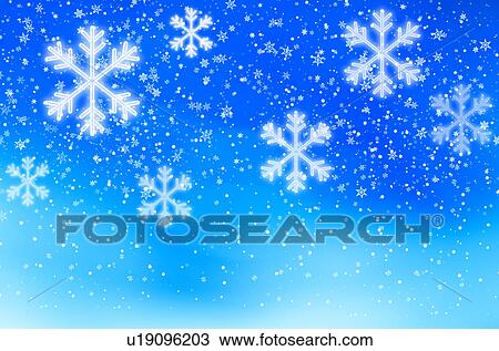 Stock Image - Snowflakes on blue background, studio shot. Fotosearch