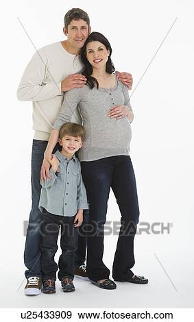 Studio portrait of father, pregnant mother and son (4-5) View Large Photo Image Stock Photo - Studio portrait of father, pregnant mother and son (4-5). Fotosearch