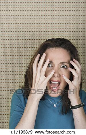Studio portrait of mature woman screaming View Large Photo Image Stock Photo - Studio portrait of mature woman screaming. Fotosearch