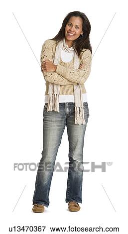 Stock Photo - Studio portrait of mid adult woman. Fotosearch