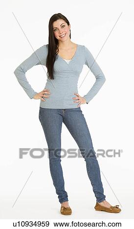 Stock Photo - Studio portrait of young woman. Fotosearch