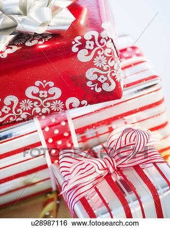 Studio Shot christmas gifts View Large Photo Image Stock Photograph - Studio Shot christmas gifts. Fotosearch