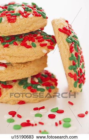 Stock Image - Studio Shot of christmas cookies with sprinkles. Fotosearch