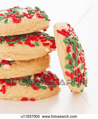 Stock Photography - Studio Shot of christmas cookies with sprinkles. Fotosearch