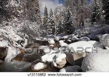 Stock Image - USA, Colorado, Winter landscape. Fotosearch