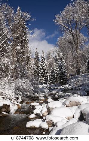 USA, Colorado, Winter landscape View Large Photo Image Stock Photo - USA, Colorado, Winter landscape. Fotosearch