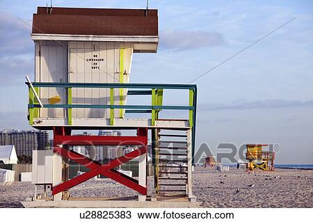 USA, Florida, Miami Beach, Lifeguard hut View Large Photo Image Stock Image - USA, Florida, Miami Beach, Lifeguard hut. Fotosearch
