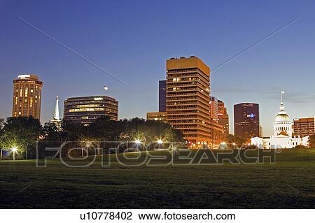 USA, Missouri, St Louis, Cityscape at night View Large Photo Image Stock Image - USA, Missouri, St Louis, Cityscape at night. Fotosearch