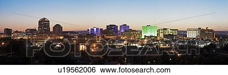 USA, New Mexico, Albuquerque, Panoramic cityscape at dusk View Large Photo Image Stock Photograph - USA, New Mexico, Albuquerque, Panoramic cityscape at dusk. Fotosearch