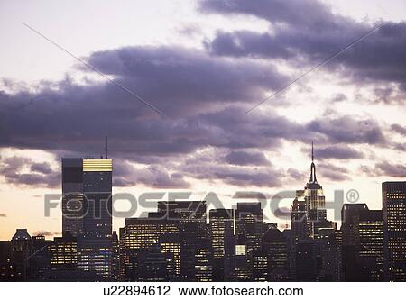 USA, New York, New York City, Manhattan, Skyline at dusk View Large Photo Image Stock Image - USA, New York, New York City, Manhattan, Skyline at dusk. Fotosearch