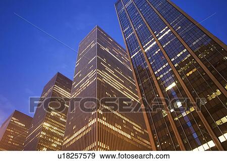 USA, New York State, New York City, 6th avenue at night, low angle view View Large Photo Image Stock Photo - USA, New York State, New York City, 6th avenue at night, low angle view. Fotosearch