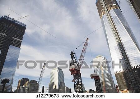 Usa, New York State, New York City, low angle view of skyscraper construction View Large Photo Image Stock Image - Usa, New York State, New York City, low angle view of skyscraper construction. Fotosearch