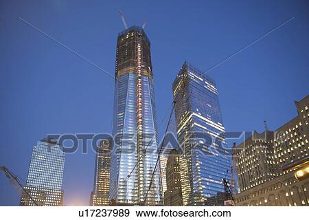 USA, New York State, New York City, low angle view of illuminated skyscrapers View Large Photo Image Stock Photo - USA, New York State, New York City, low angle view of illuminated skyscrapers. Fotosearch