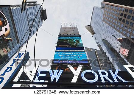 Stock Photo - USA, New York State, New York City, low angle view of neon. Fotosearch