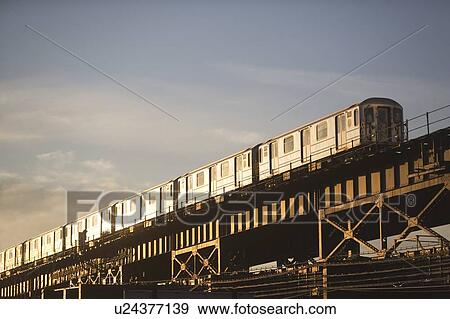 Stock Photo - USA, New York State, New York City, low angle view of train. Fotosearch