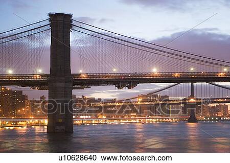 USA, New York State, New York City, Brooklyn Bridge at dusk View Large Photo Image Stock Image - USA, New York State, New York City, Brooklyn Bridge at dusk. Fotosearch