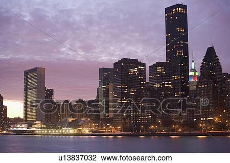 USA, New York State, New York City, cityscape at dusk View Large Photo Image Stock Image - USA, New York State, New York City, cityscape at dusk. Fotosearch