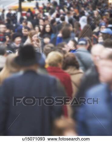 Stock Image - USA, New York State, New York City, blurred motion of pedestrians. Fotosearch