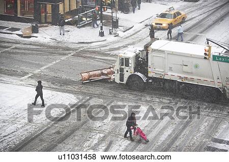 USA, New York State, New York City, crossroad with snowplow View Large Photo Image Stock Photo - USA, New York State, New York City, crossroad with snowplow. Fotosearch