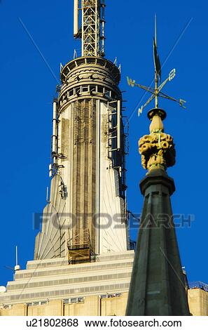 USA, New York State, New York City, Empire State building, Spire View Large Photo Image Stock Photo - USA, New York State, New York City, Empire State building, Spire. Fotosearch