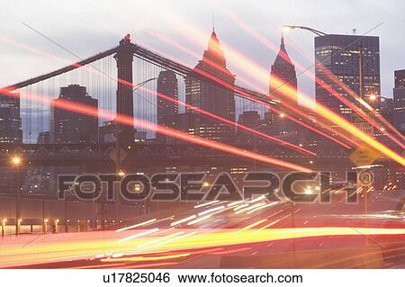 USA, New York State, New York City, light trail View Large Photo Image Stock Photograph - USA, New York State, New York City, light trail . Fotosearch