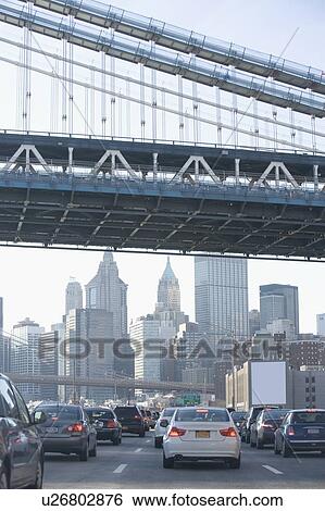 USA, New York State, New York City, part of manhattan bridge with skyscrapers in background View Large Photo Image Stock Photograph - USA, New York State, New York City, part of manhattan bridge with skyscrapers in background. Fotosearch