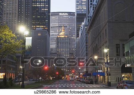 USA, New York State, New York City, Manhattan, skyscrapers on 42nd Street View Large Photo Image Stock Photograph - USA, New York State, New York City, Manhattan, skyscrapers on 42nd Street. Fotosearch