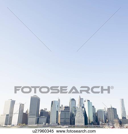 USA, New York State, New York City, Manhattan seen from Brooklyn, Skyline View Large Photo Image Stock Photography - USA, New York State, New York City, Manhattan seen from Brooklyn, Skyline. Fotosearch