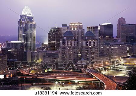 USA, Ohio, Cincinnati skyline at dawn View Large Photo Image Picture - USA, Ohio, Cincinnati skyline at dawn. Fotosearch