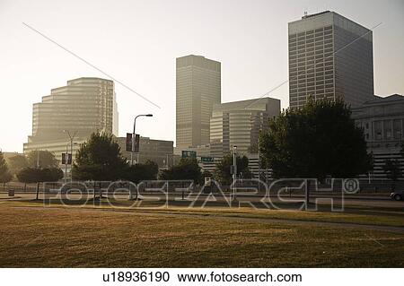 Stock Image - USA, Ohio, Early morning in Cleveland. Fotosearch