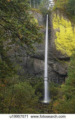 Stock Image - USA, Oregon, Marion County, View of Lattorelle Falls. Fotosearch