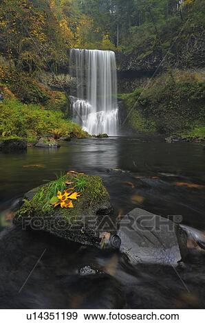Stock Photo - USA, Oregon, Marion County, View of Lower South Falls. Fotosearch