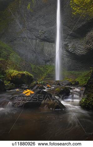 Stock Photograph - USA, Oregon, Marion County, View of Lattorelle Falls. Fotosearch