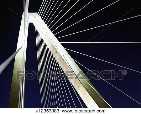 Stock Image - USA, South Carolina, Charleston, Detail of Arthur Ravenel Jr. Bridge. Fotosearch