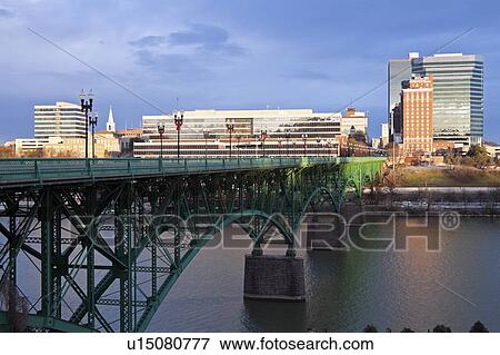Stock Photo - USA, Tennessee, Knoxville, Skyline with bridge. Fotosearch