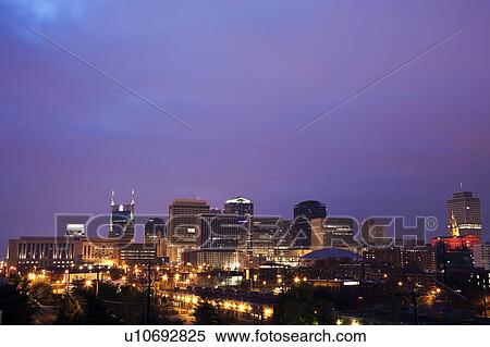 USA, Tennessee, Nashville, Panoramic cityscape at night View Large Photo Image Stock Photography - USA, Tennessee, Nashville, Panoramic cityscape at night. Fotosearch
