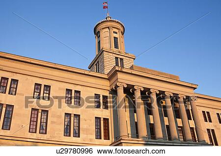 Stock Photograph - USA, Tennessee, Nashville, State Capitol Building against blue sky. Fotosearch