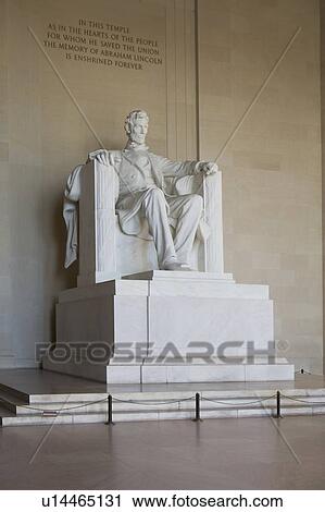 Stock Image - USA, Washington DC, Lincoln memorial sculpture. Fotosearch