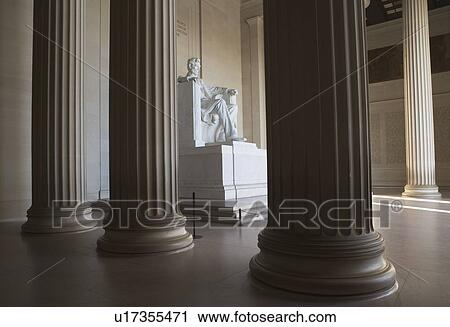 Stock Image - USA, Washington DC, Lincoln memorial between columns. Fotosearch