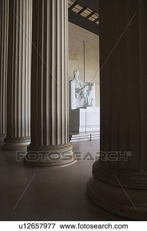 Stock Photo - USA, Washington DC, Lincoln memorial between columns. Fotosearch