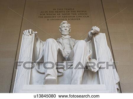 Stock Image - USA, Washington DC, low angle view of Lincoln memorial. Fotosearch