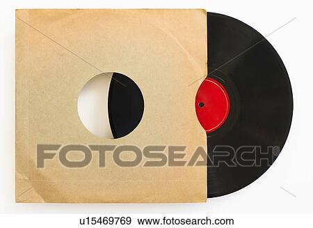 Stock Photo - Vinyl record in envelope on white background, studio shot. Fotosearch