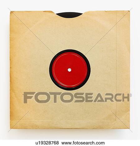 Stock Photo - Vinyl record in envelope on white background, studio shot. Fotosearch