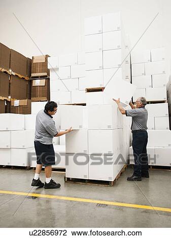 Warehouse worker inspecting delivery View Large Photo Image Stock Image - Warehouse worker inspecting delivery. Fotosearch