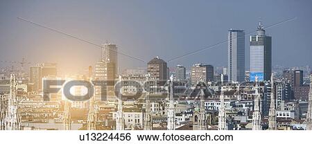 Stock Photograph - Aerial view of cityscape. Fotosearch