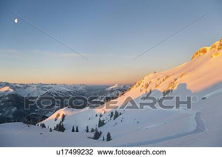 Stock Image - Aerial view of snowy landscape. Fotosearch