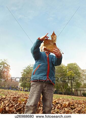 Boy playing with autumn leaves View Large Photo Image Stock Image - Boy playing with autumn leaves. Fotosearch