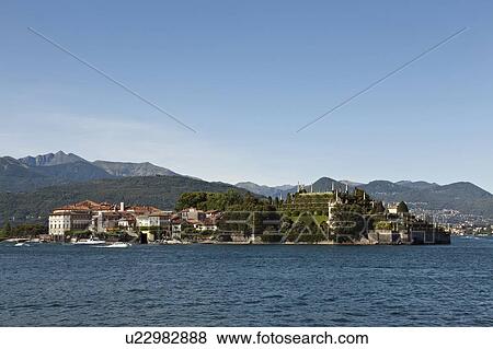 Stock Photo - Castle and gardens built on island. Fotosearch
