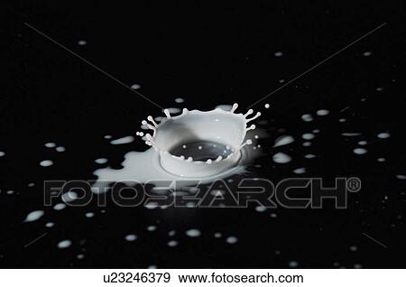 Stock Photo - Close up of splashing drop of milk. Fotosearch