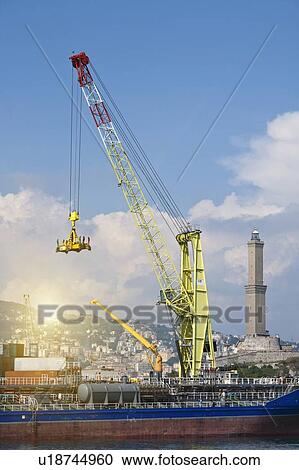 Crane on barge in pier View Large Photo Image Stock Image - Crane on barge in pier. Fotosearch